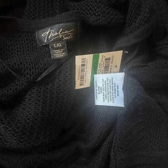 Large black mesh shrug cardigan Black Pointelle mesh shrug 3/4 sleeves cardigan - Picture 8 of 8